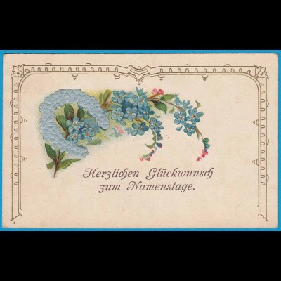 AK Prägekarte Namenstage Hufeisen 1908 (2743