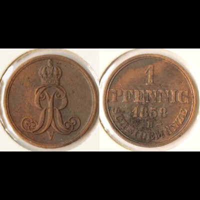 Hannover 1 Pfennig 1858 V Altdeutschland Old German States (n466