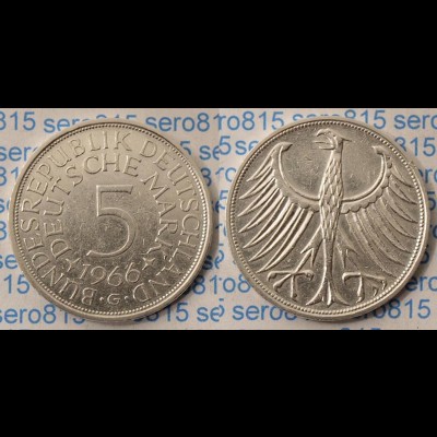 5 DM Silber-Adler Silberadler Münze 1966 G Jäger 387 BRD (p051