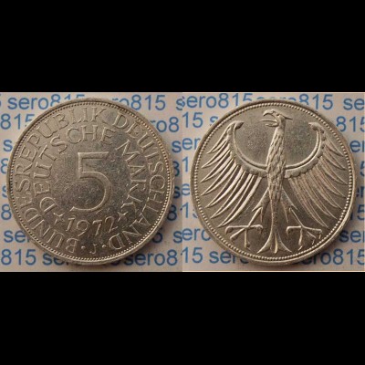 5 DM Silber-Adler Silberadler Münze 1972 J Jäger 387 BRD (p072