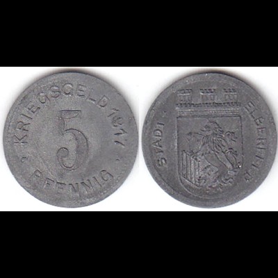 5 Pfennig Notgeld Münze Stadt Elberfeld 1917 (4158