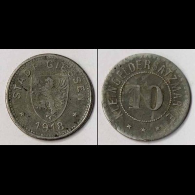 Notgeld Giessen 10 Pfennig 1918 Z (m885