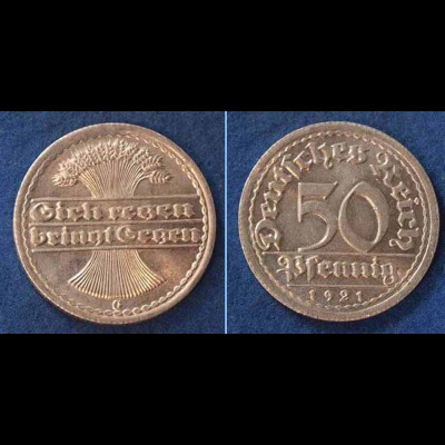 50 Pfennig Weimarer Republik 1921 G Jäger 301 (n381
