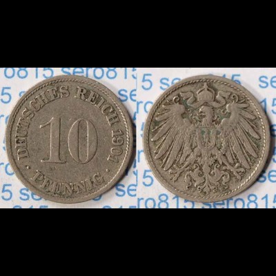 10 Pfennig Kaiserreich EMPIRE 1901 F Jäger 13 (p092