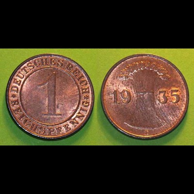 1 Reichspfennig 1935 D - D. Reich Jäger Nr. 313 schöne Erhaltung (b402