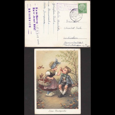 Bessenich über Euskirchen auf Karte Posthilfstelle/Landpost 1957 (12188