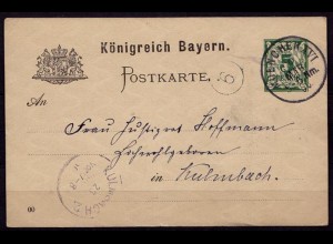 München XVI.-Kulmbach Bayern 1900 Karte Distributions/Briefträgerstempel 9 (b788