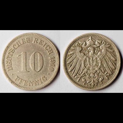 10 Pfennig Kaiserreich EMPIRE 1910 D - Jäger 13 (r337