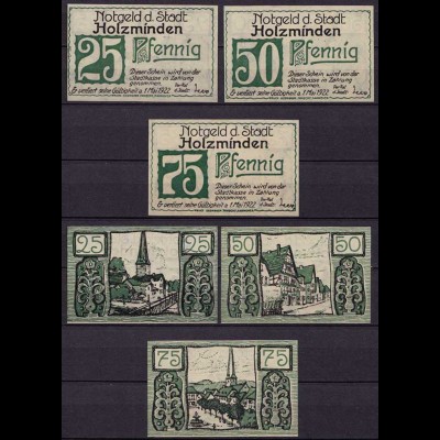 Niedersachsen - Holzminden 3 Stück Notgeld Serie Emergency Money (c953