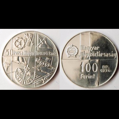 Ungarn Hungary 100 Forint 1974 unc. Silber 50 Jahre Nationalbank (r420