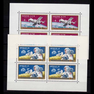 Ungarn Sojus 6-7-8 und Apollo 12 - Weltraum 1969 Mi. 2575-76 Klbg. ** (d407
