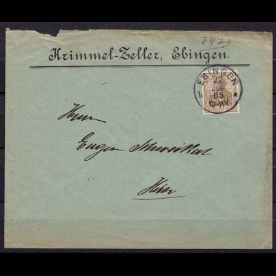 Ebingen Württemberg Ortsbrief 1905 Reklame (b319