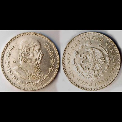 Mexiko 1 Pesos 1958 Silber Münze (r1237