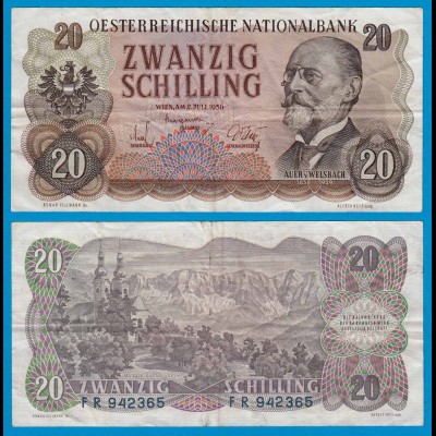 Österreich - Austria 20 Schilling Banknote 1956 F/VF Pick 136a (18867