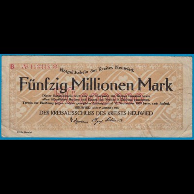 Neuwied - Notgeld 50-Million Mark 1923 gebraucht 6-stellig star (19000
