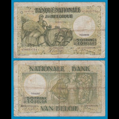 Belgien - Belgium 50 Francs 1.7.1938 Pick 106 VG/F (19096