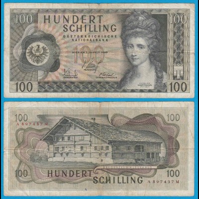 Österreich - Austria 100 Schilling 1969 Banknote Pick 145 F/VF (19168