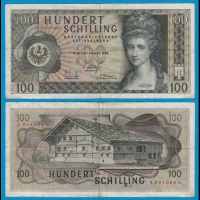 Österreich - Austria 100 Schilling 1969 Banknote 2. Auflage Pick 146a F (19169