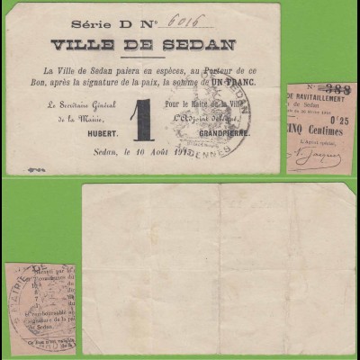 Frankreich - France - 1 Franc Banknote 1915 DE SEDAN (19454