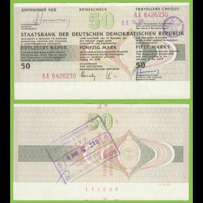 DDR Reisescheck 50 Mark Eingelöst in der Karibik 1989 (19455