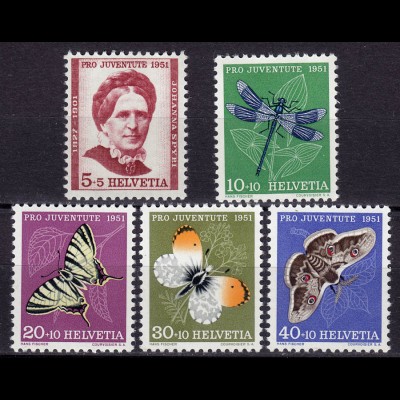 Schweiz Mi. 561-565 postfrisch Pro Juventute 1952 Insekten (11229
