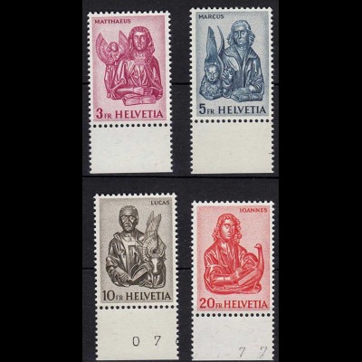 Schweiz Mi. 738-741 ** Unterrand Freimarken Evangelisten 1961 (14498