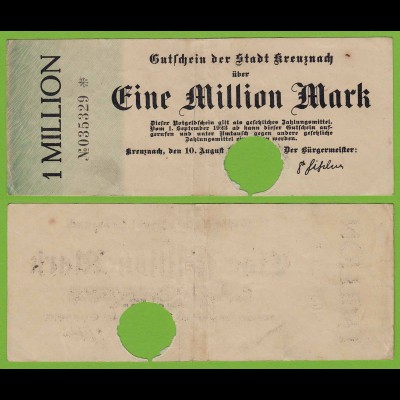 Kreuznach - Notgeld 1-Million Mark 1923 6-stellig Starnote F/VF (19555