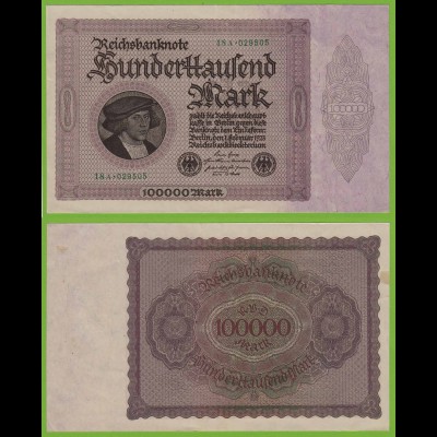 Reichsbanknote - 100000 100.000 Mark 1923 Ros. 82d VF/XF (19556
