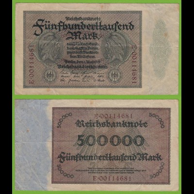 Reichsbanknote - 500000 500.000 Mark 1923 Ros. 87b F/VF (19558