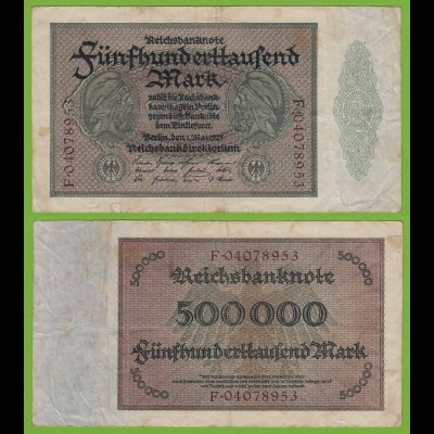 Reichsbanknote - 500000 500.000 Mark 1923 Ros. 87b fast VF (19559