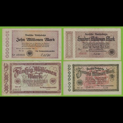 Reichsbahn Berlin - 4 Stück Banknoten 1923 (19561