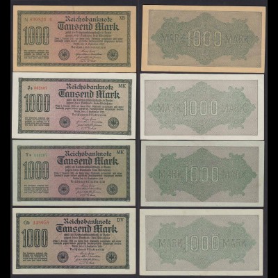 4 Stück Reichsbanknoten - 1000 Mark 1923 Ros. 75 Pick 76 XF-UNC (19650