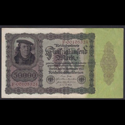 Reichsbanknote - 50000 50.000 Mark 1922 Ros. 78 Pick 80 VF (19652