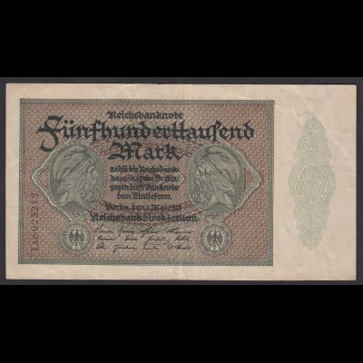 Reichsbanknote - 500000 500.000 Mark 1923 Ros. 87f - Pick 88b VF (19657
