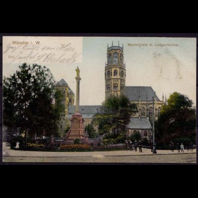 AK Münster Westfalen Ludgerikirche Mariensäule 1905 nach Werden (6850