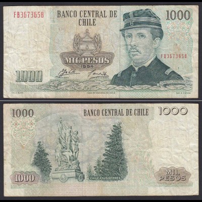 CHILE - 1000 Pesos Banknote 1994 Pick 154e F Prefix FB Block 1 (19697