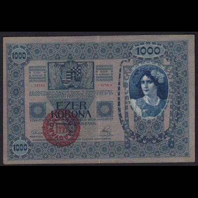 ÖSTERREICH-UNGARN-Hungary - 1000 Kronen 1902 mit Stmpl. Magyarorszag