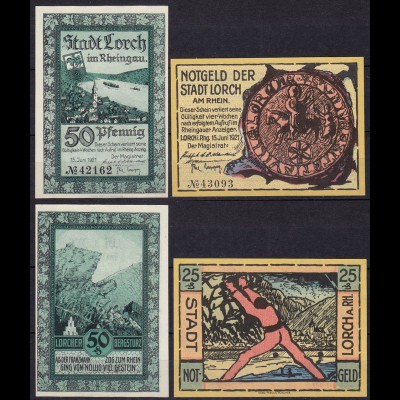 Hessen - Lorch (Rheingau) 25 und 50 Pfennig 1921 Notgeld (11443