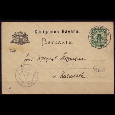 Bayreuth-Kulmbach Bayern 1899 Karte Distributions/Briefträgerstempel B1 (b785