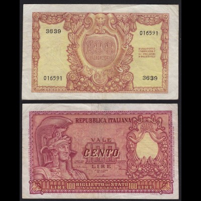 Italien - Italy 100 Lire Banknote 1951 VF Pick 92 (19978