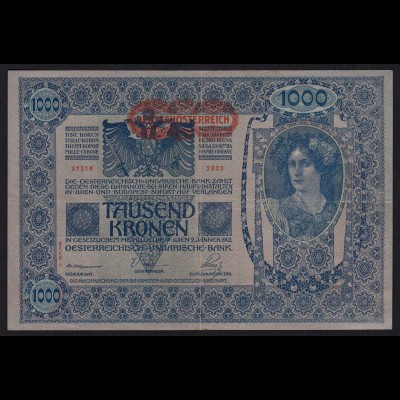 Österreich - Austria 1000 Kronen Banknote 1919 (1902) Pick 60 VF (20140