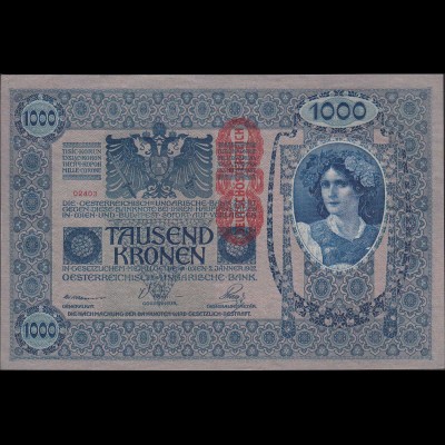 Österreich - Austria 1000 Kronen Banknote 1919 (1902) Pick 59 XF+ (2+) (20144