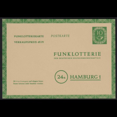 BRD Bund Funklotterie Postkarte FP 5 ungebraucht 1953 (20197