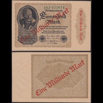 Reichsbanknote - 1 Milliarde Mark Überdruck 1922 Ros.110f aUNC (13050