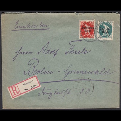 Deutsches Reich 1920 R-Brief 50 + 60 Pf.Bayern Überdruck 125/6 (20298