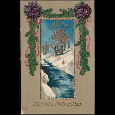 AK Fröhliche Weihnachten Prägedruck 1909 (20456