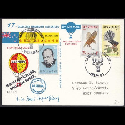 17. Deutscher Kinderdorf Ballonflug Bernina Neuseeland - Deutschland 1965 (20511