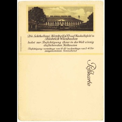 AK Biebrich Wiesbaden Postkarte Reklame Henkell Trocken (3045