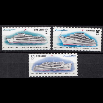 Russia - Soviet Union 1987 Mi.5714-16 Inland passenger ships, set (83027