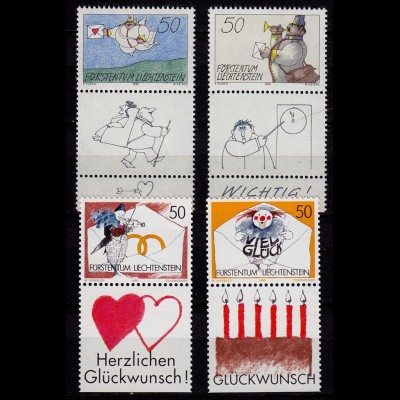 Liechtenstein Grussmarken 1992 Mi. 1041-44 ** unter Postpreis (c049